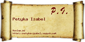 Petyka Izabel névjegykártya